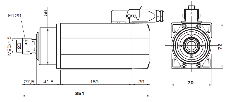 Электрошпиндель Y6162Y0002 HSD чертеж