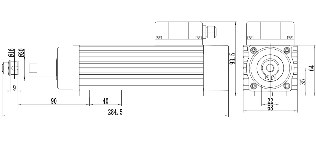 Электродвигатель MJ35B-750 0,75KW чертеж