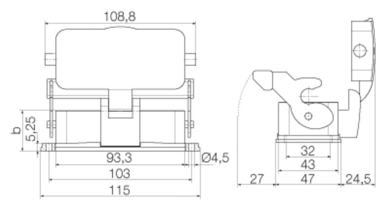 1210100000 Корпус HDC 16B ADLU WEIDMULLER чертеж 1210100000 Корпус HDC 16B ADLU WEIDMULLER чертеж