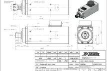 COM41470241 Электрошпиндель ER20 2,2KW 220/380V 300HZ 18000RPM TEKNOMOTOR чертеж