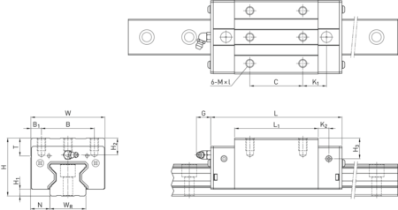 RGH35HAZBH Блок HIWIN чертеж