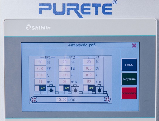 Панель управления PURETE PRT-U2113E Панель управления УФ-сушильного тоннеля PURETE PRT-U2113E